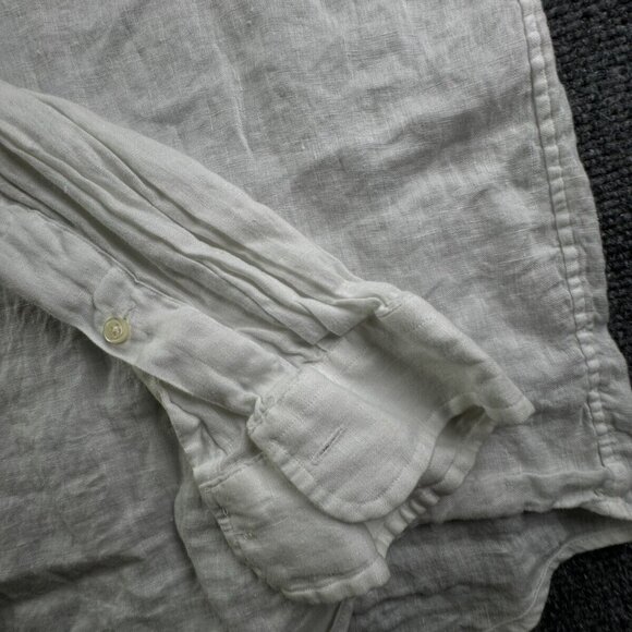 Ralph Lauren XL All Linen White Long Sleeve Button Up Shirt Men Blue Pony Logo - Picture 10 of 16